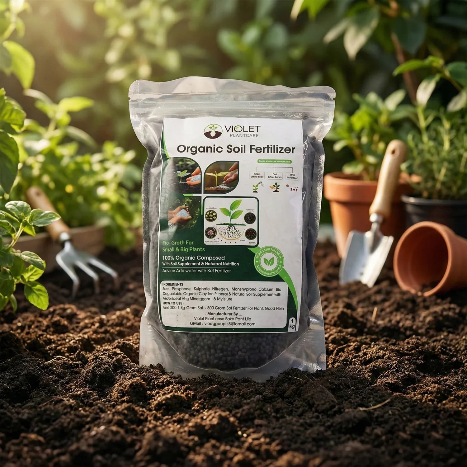 Black Organic Soil Fertilizer For Home Gardening (1 Pc 1 Kg) - Zidbik