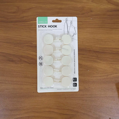 Self Adhesive Round Wall Hooks (10 Pc) - Zidbik