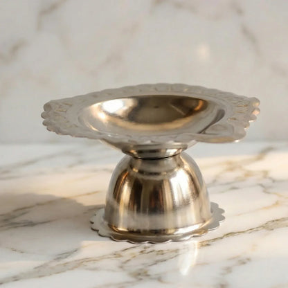 Stainless Steel Traditional Puja Diya Stand (1 Pc) - Zidbik