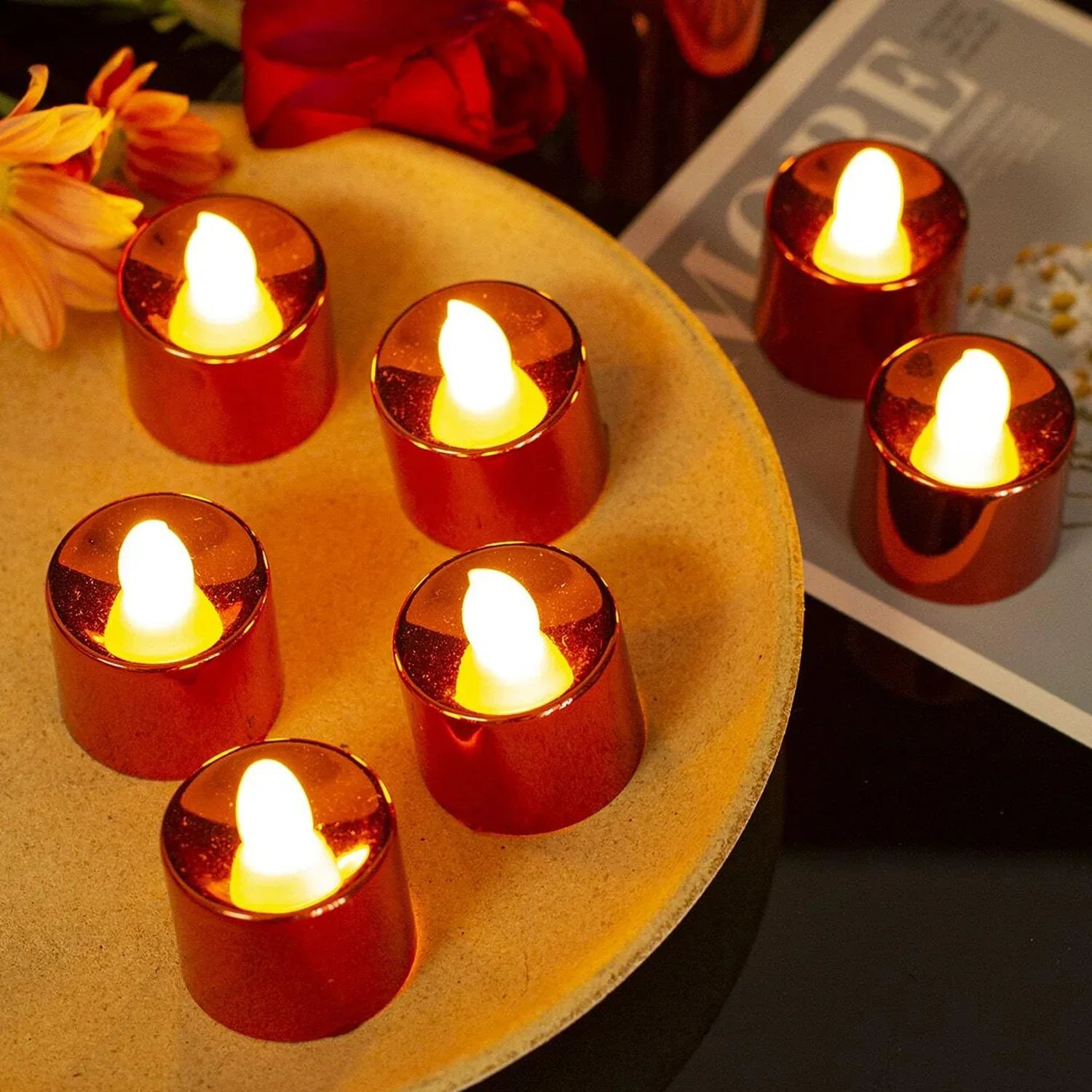 Electrical Candles Diya Led Tea Light Plastic Candle Light Candle Candle (24 Pc Set) - Zidbik