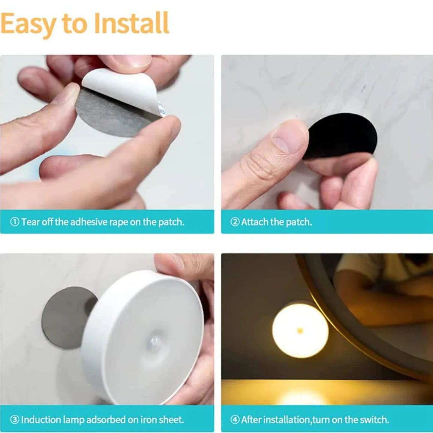 Round Shape 8 Led Motion Sensor Induction Led Light - Zidbik