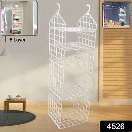 4526 Multipurpose 5 Layer Folding Clothes Storage Rackscloset For Students Wardrobe Shelves Socks Scarf T-shirt Etchanging Organizer Storage Holders Racks - Zidbik