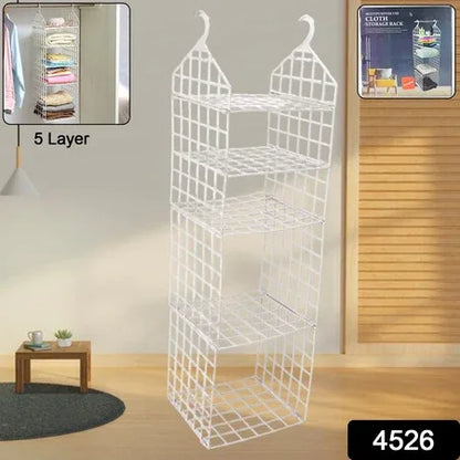 4526 Multipurpose 5 Layer Folding Clothes Storage Rackscloset For Students Wardrobe Shelves Socks Scarf T-shirt Etchanging Organizer Storage Holders Racks - Zidbik