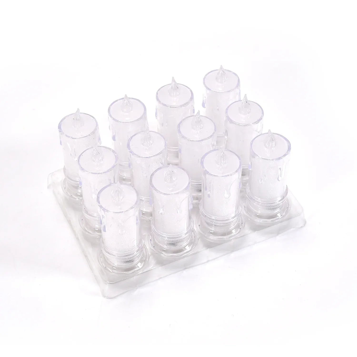 6559 Big Size Flameless Melted Design Candles For Decoration (Set Of 12pc) - Zidbik