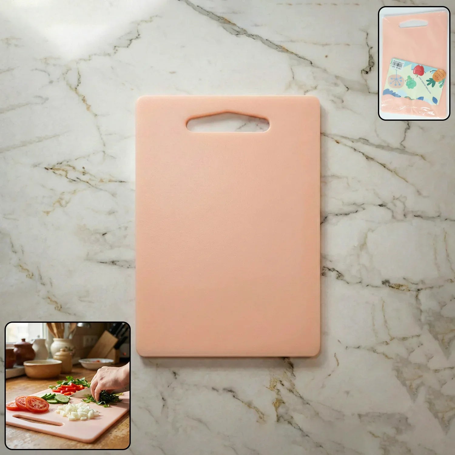 Plastic Chopping Board With Handle (30x20 Cm) - Zidbik