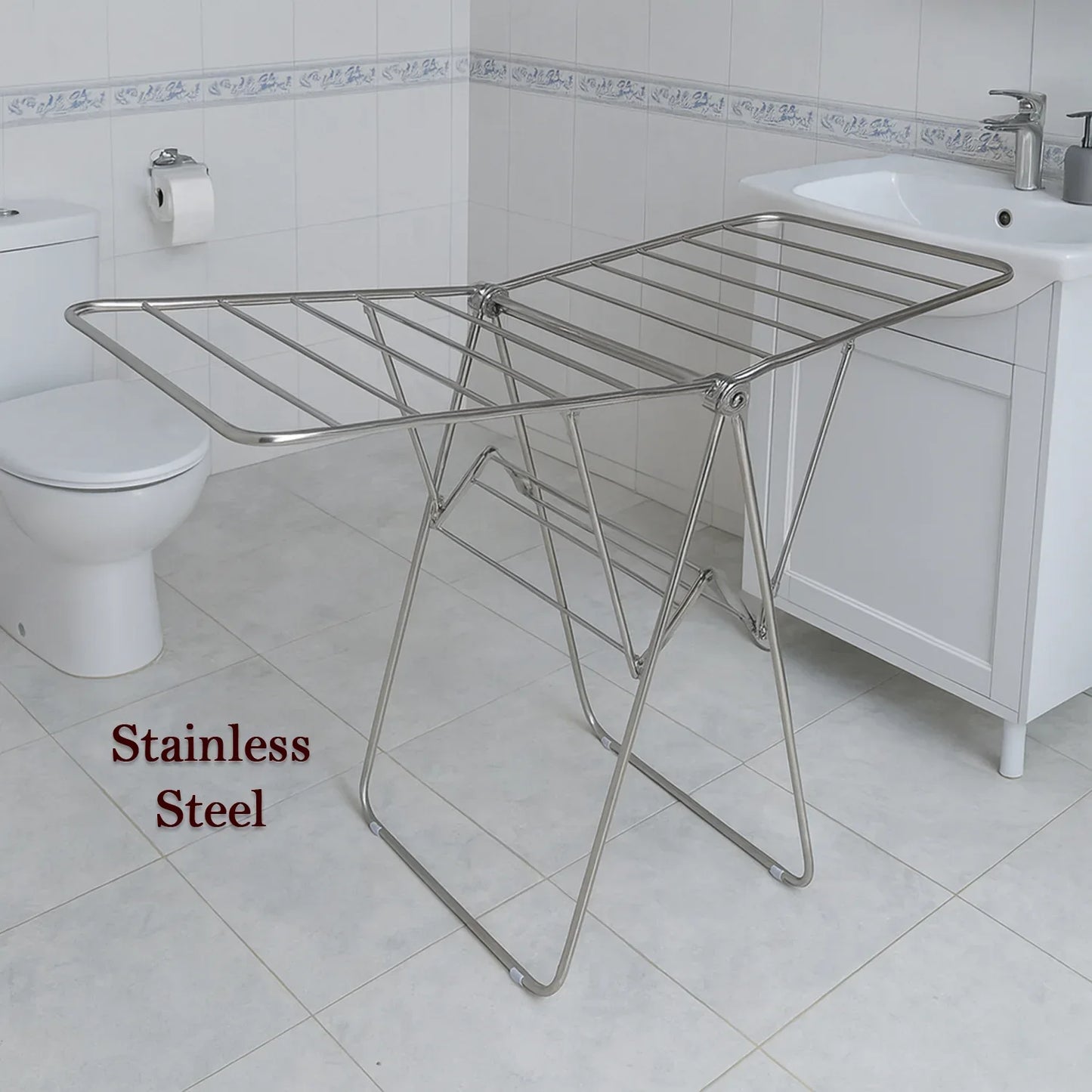 Supermom Premium Stainless Steel Heavy Duty Foldable Cloth Drying Stand (1 Pc) - Zidbik
