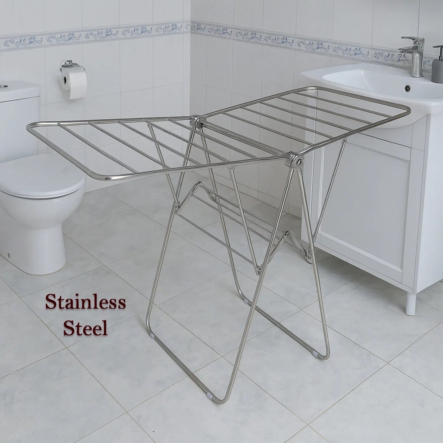 Supermom Premium Stainless Steel Heavy Duty Foldable Cloth Drying Stand (1 Pc) - Zidbik