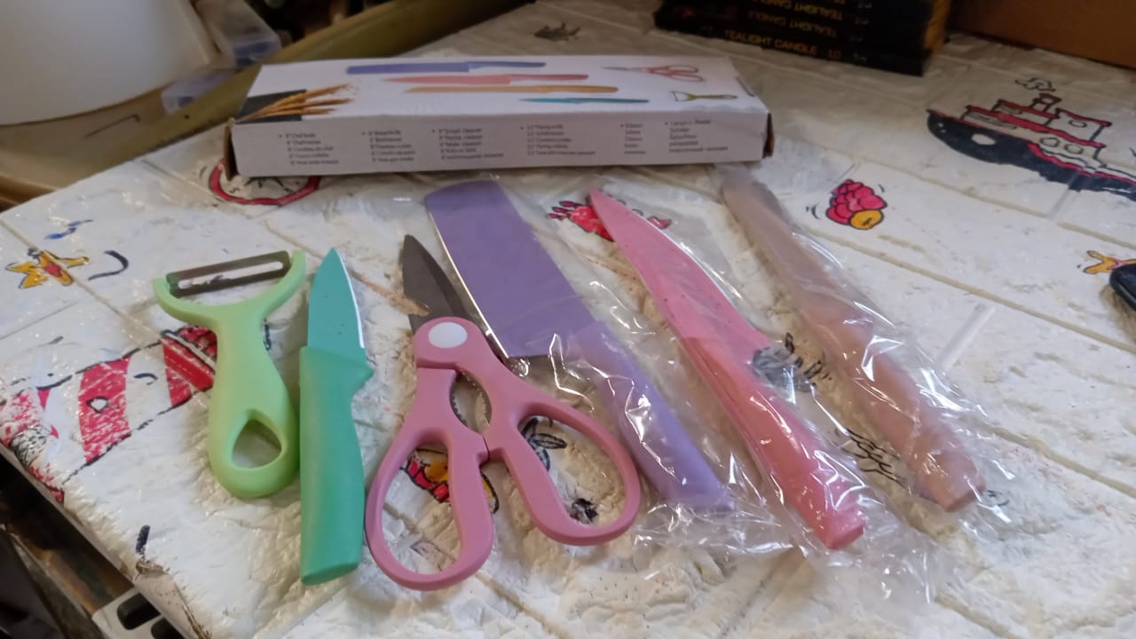 8174 Corrugated 6pc Kitchen Knife Set Professional Box Knife Set 6 Piece Forged Kitchen Knives With Box. - Zidbik