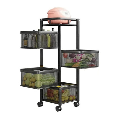 Metal High Qaulity Kitchen Trolley Kitchen Organizer Items And Kitchen Accessories Items For Kitchen Rack Square Design For Fruits Vegetable Onion Storage Kitchen Trolley With Wheels (4 Layer 3 Layer) - Zidbik