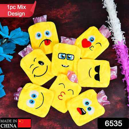 6535 1pc Mix Emoji Designs Small Hot Water Bag With Cover For Pain Relief Neck Shoulder Pain And Hand Feet Warmer Menstrual Cramps.