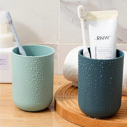 Multipurpose Wall Mount Toothbrush Holder Plastic Stand With 2 Cup (1 Set) - Zidbik