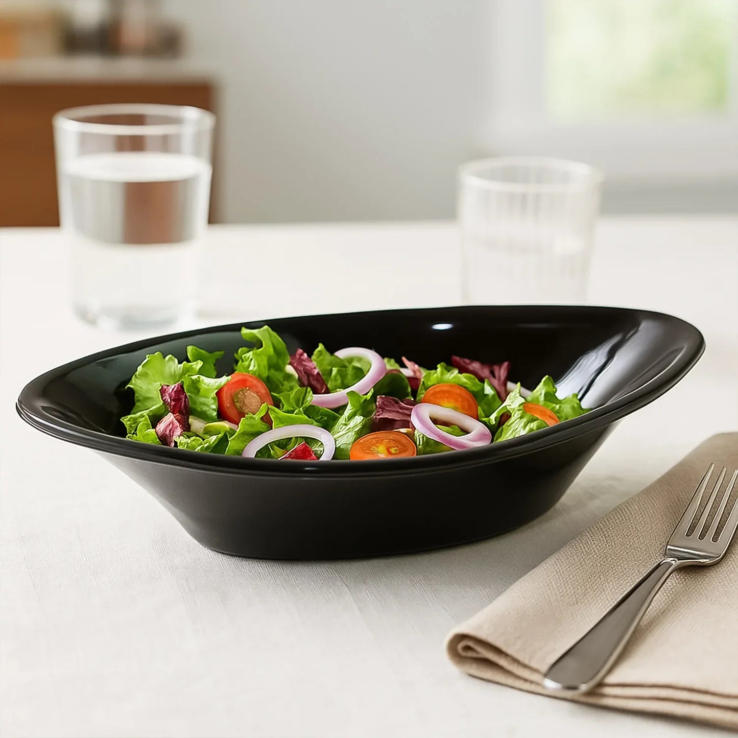 Plastic Marin Serving Bowl Elegant Oval Deep Bowl (1 Pc Balck) - Zidbik