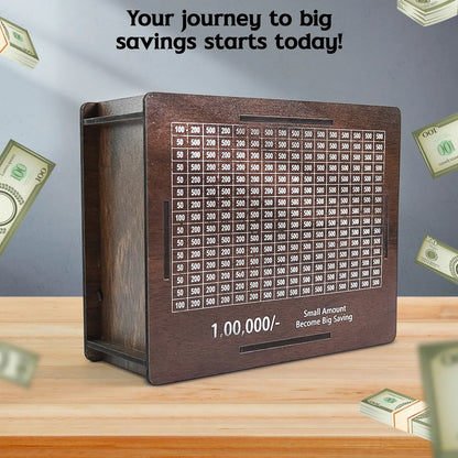Wooden Money Piggy Bank Money Box (1 Pc Pen Not Included) - Zidbik