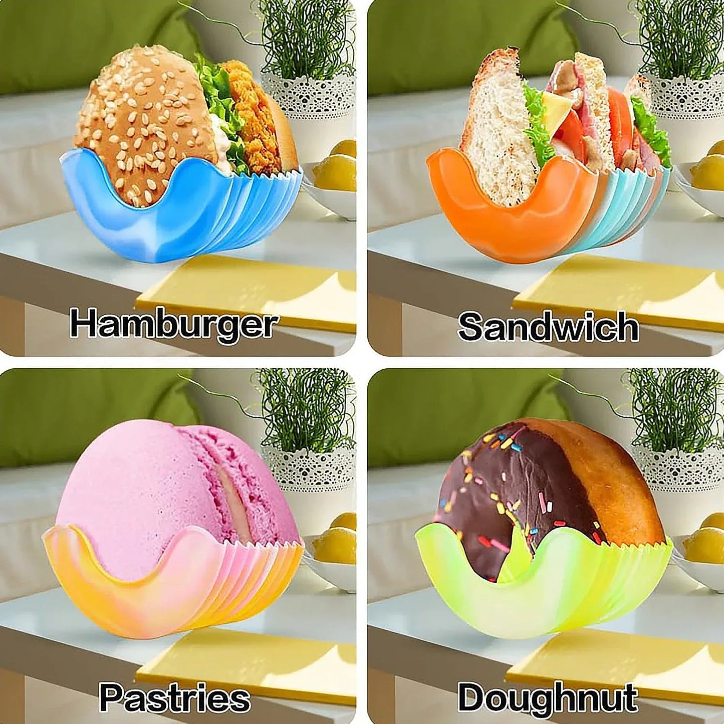 Silicone Burger Holder Snack Holder Reusable Burger Holder - Zidbik
