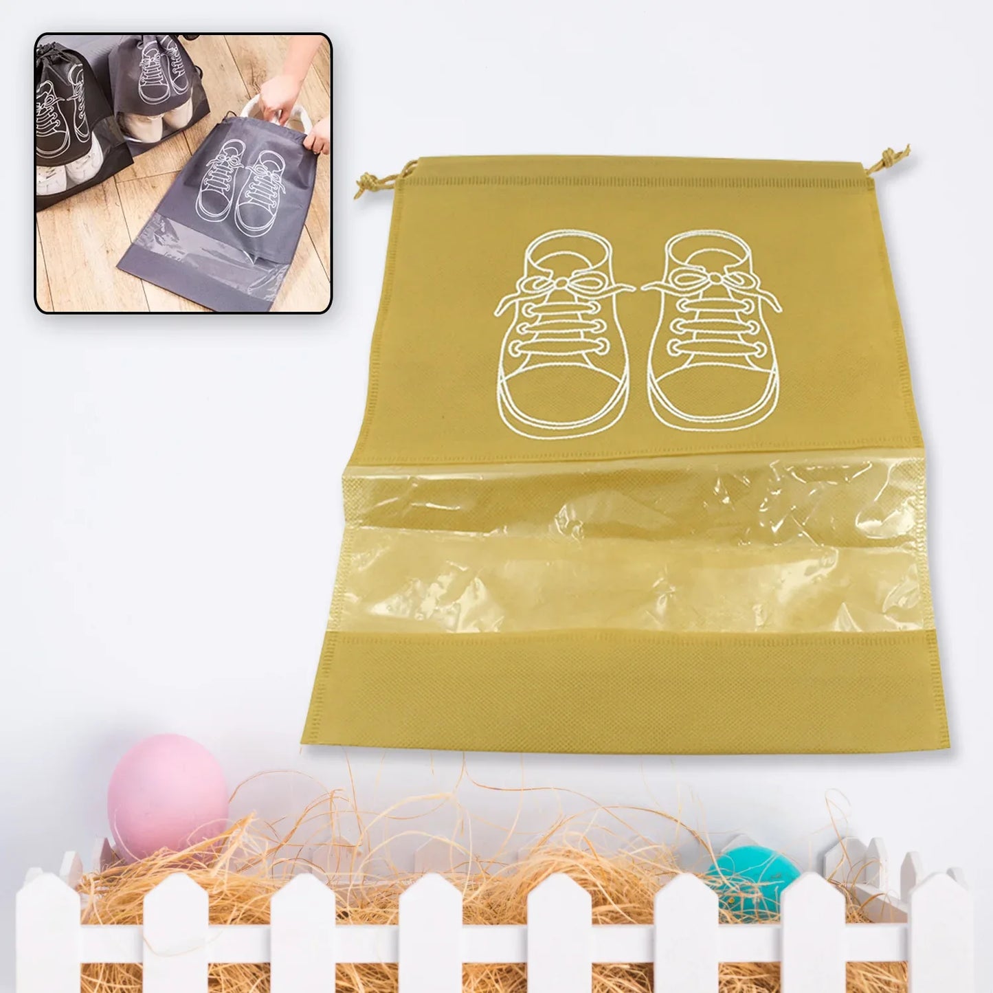 Beach Bag Shoes Storage Bag Closet Organizer Non-woven Travel Portable Bag Waterproof Pocket Clothing Classified Hanging Bag Shoe Bag Luggage Travel Portable Shoe Pouch Non Woven Transparent Window (1 Pc ) - Zidbik