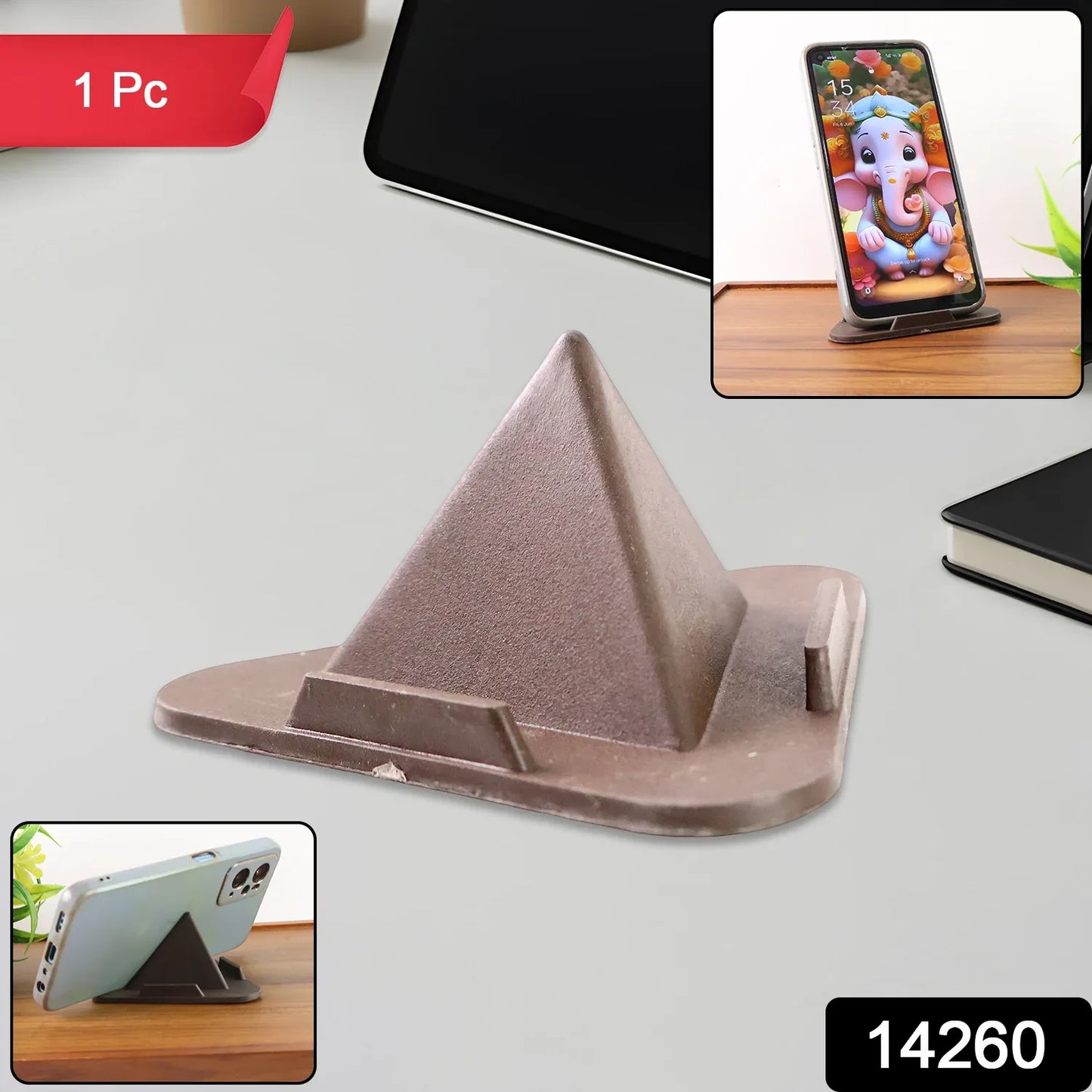 Pyramid Brown Mobile Stand With 3 Different Inclined Angles - Zidbik