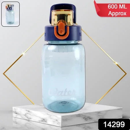 Blue Plastic Leak-proof Flip Cap  Safty Lock Water Bottle (600ml Approx  1 Pc) - Zidbik