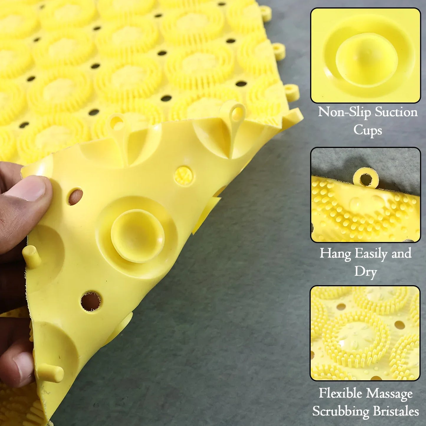 Multipurpose Anti-slip Bathroom Massage Mat With Suction Cups (33 21 Cm) - Zidbik