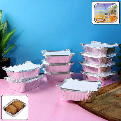 Freshee Aluminium Food Container With Lid 450 Ml 10 Pc - Zidbik