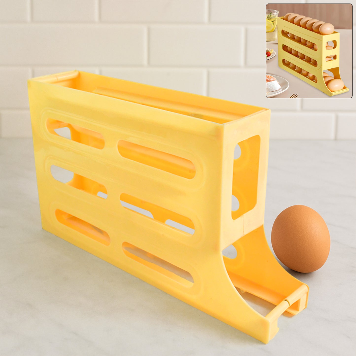 3-layer Rolling Egg Storage Rack Dispenser (1 Pc) - Zidbik