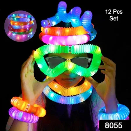 8055 Mini Pop Tubes Colourful Tubes Sensory Toys Stretch Pipe Toy Fidget Tube Toys Pull Tubes Fidget Toys Sensory Stretch Tubes Fun Tubes For Autism Children Kids Adult Reduce Anxiety (Pack Of 12) - Zidbik