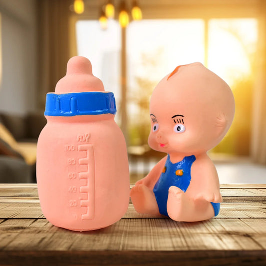 Baby And Bottle Squeeze Chu Chu Fun Toy (2 Pcs) - Zidbik