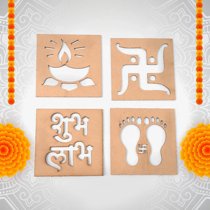 Wooden Decorative Cutouts (Mix Design 4 Pc) - Zidbik