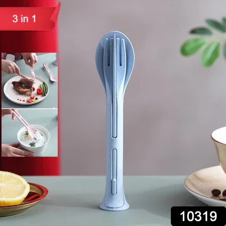 3 In 1 Reusable Spoon Knife Forks Tableware Spoon (3 Pcs Set) - Zidbik
