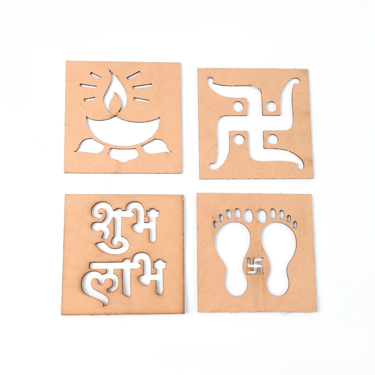 Wooden Decorative Cutouts (Mix Design 4 Pc) - Zidbik