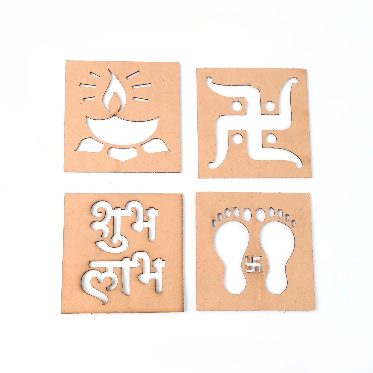 Wooden Decorative Cutouts (Mix Design 4 Pc) - Zidbik