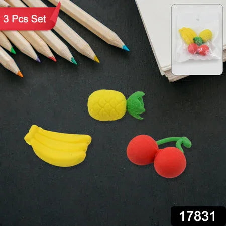 Mix Design Fancy Stylish Colorful Erasers (1 Set 3 Pc Set) - Zidbik