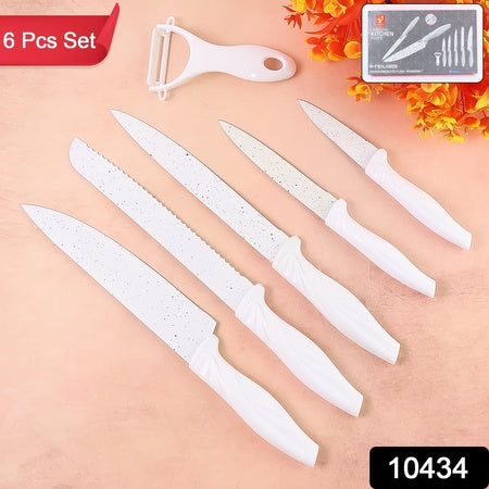 Marble Coated Stainless Steel Kitchen Knife Set (6 Pc) - Zidbik