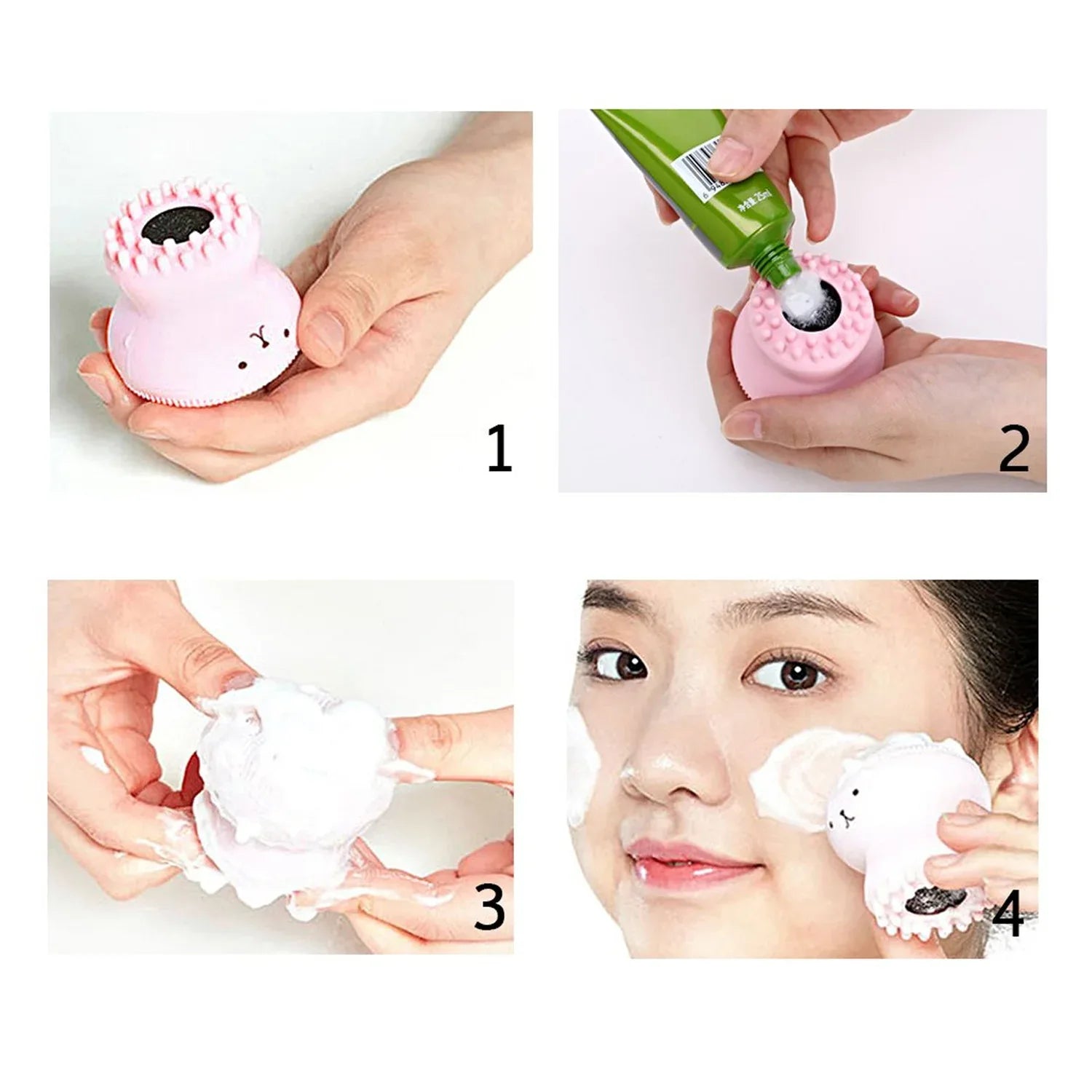 1671 Facial Cleansing Brushes Cute Octopus Shape Silicone Face Scrubber Massager Skincare Tool (1pc) - Zidbik