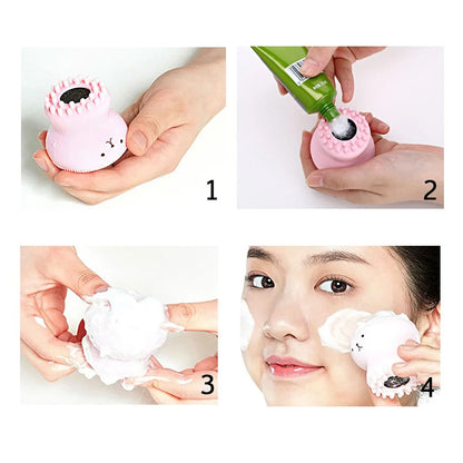 1671 Facial Cleansing Brushes Cute Octopus Shape Silicone Face Scrubber Massager Skincare Tool (1pc) - Zidbik