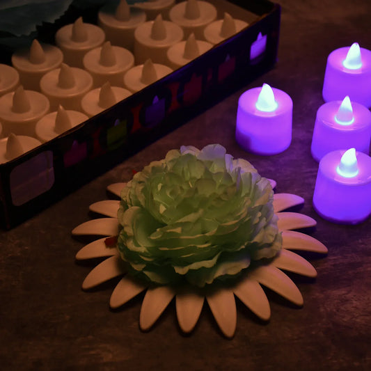 6632 Pink Flameless Led Tealights Smokeless Plastic Decorative Candles - Led Tea Light Candle For Home Decoration (Pack Of 24) - Zidbik