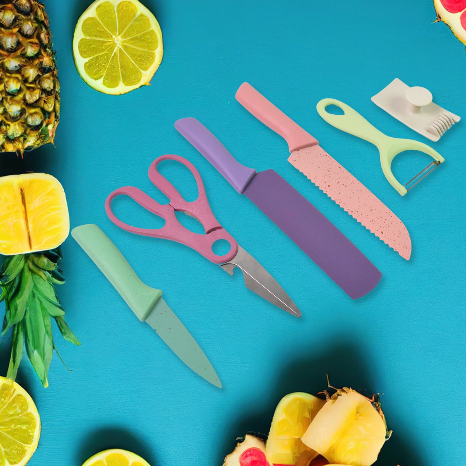 Professional Colorful Kitchen Knives Set (6 Pcs Set) - Zidbik