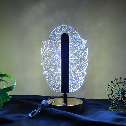 Elegant Feather Shape Crystal Table Lamp (1 Pc) - Zidbik
