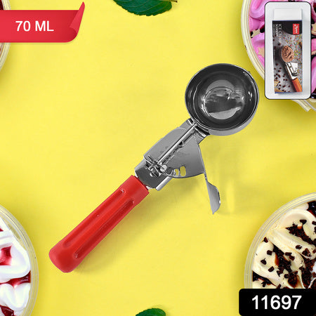 Apex Ice Cream Scoop  70 Ml Stainless Steel Head With Ergonomic Handle (1 Pc) - Zidbik