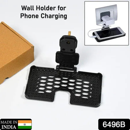 6496b  Multi-purpose Wall Holder Stand For Charging Mobile Just Fit In Socket And Hang ( Black ) - Zidbik