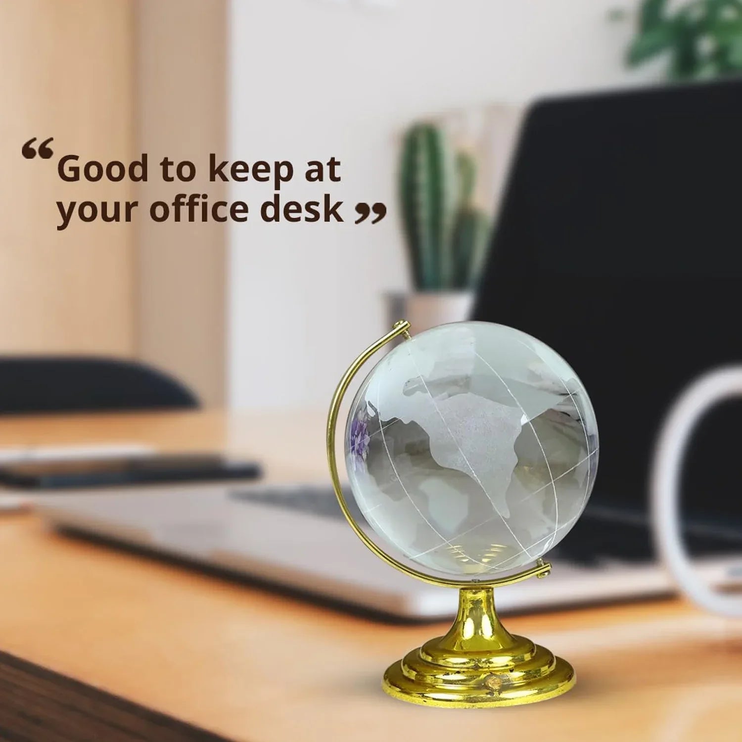 Crystal Globe World Map 50 Mm With Golden Stand (1 Pc) - Zidbik