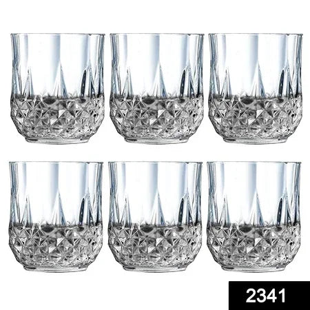 2341 Heavy Unbreakable Stylish Look Fully Transparent Glasses Set 250ml (6pcs) - Zidbik