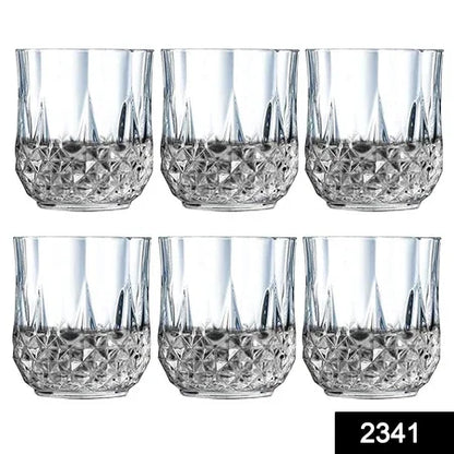 2341 Heavy Unbreakable Stylish Look Fully Transparent Glasses Set 250ml (6pcs) - Zidbik
