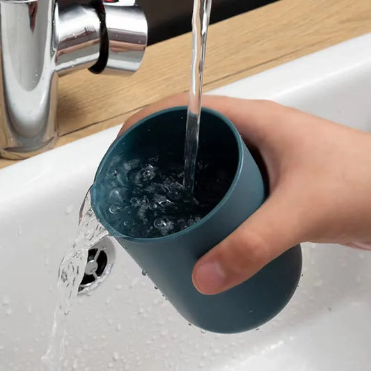 Multipurpose Wall Mount Toothbrush Holder Plastic Stand With 2 Cup (1 Set) - Zidbik