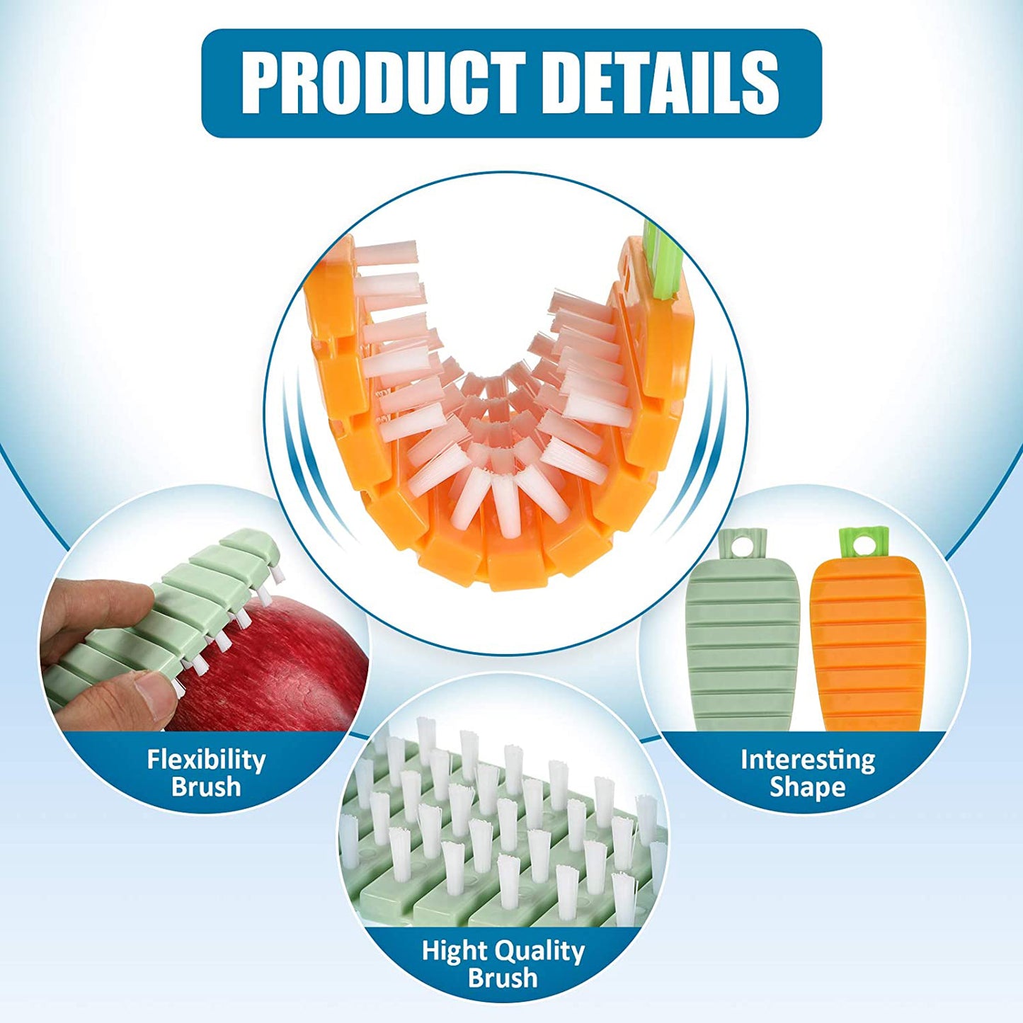 Plastic Fruit  Vegetable Brush (1 Pc) - Zidbik