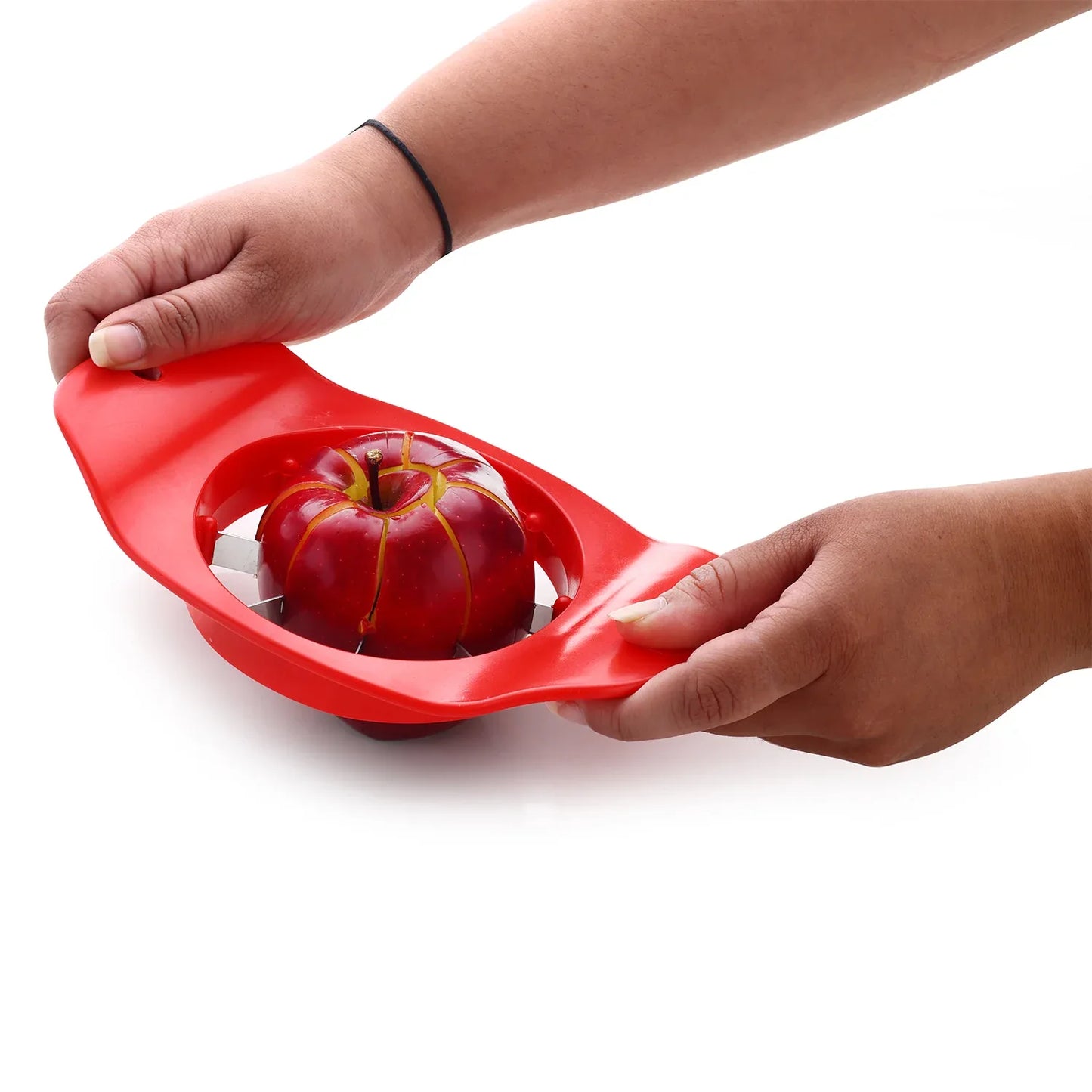 8124 Ganesh Plastic Stainless Steel Apple Cutter (Colors May Vary) - Zidbik