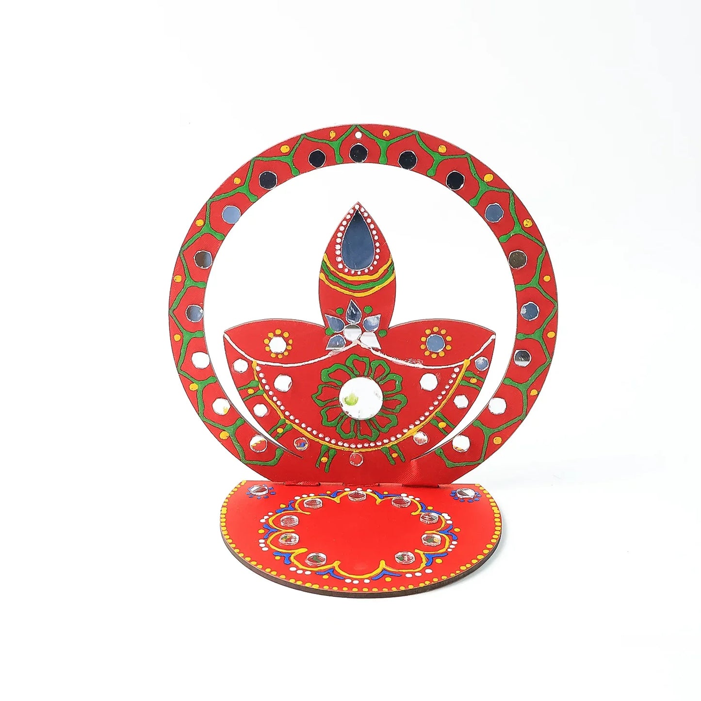 Handcrafted Wooden Decorative Diya Stand (1 Pc) - Zidbik
