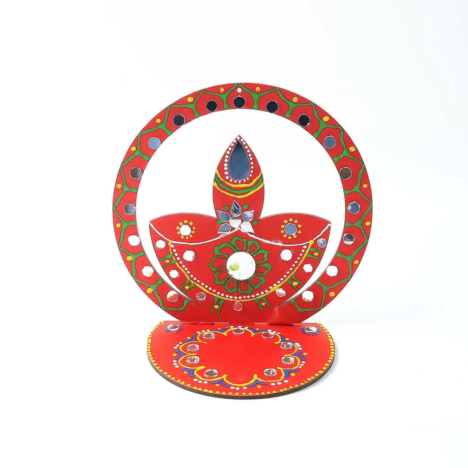 Handcrafted Wooden Decorative Diya Stand (1 Pc) - Zidbik