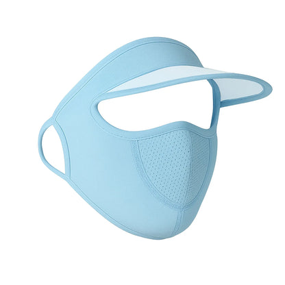 Womens Full Face Uv Protection Cap With Built-in Mask And Wide Brim Visor Breathable (1 Pc) - Zidbik