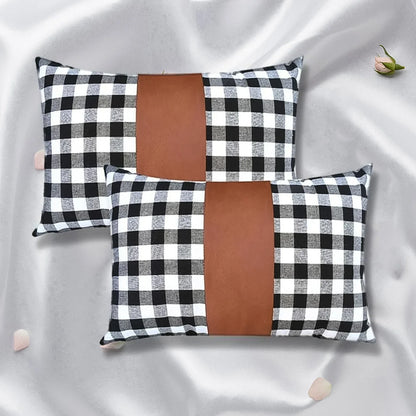 Pillow Covers Leather Cotton Cushion Covers (17 17 Inch 1 Pair 2 Pc) - Zidbik