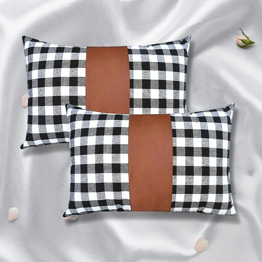 Pillow Covers Leather Cotton Cushion Covers (17 17 Inch 1 Pair 2 Pc) - Zidbik